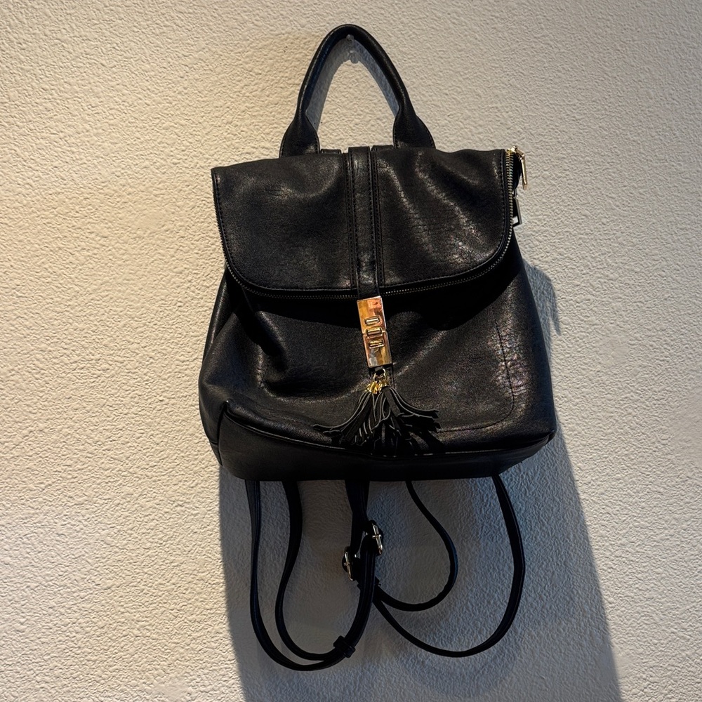 Elegant Black Leather Backpack